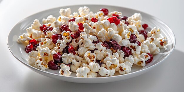 Photo bowl of popcorn with popcorn plate