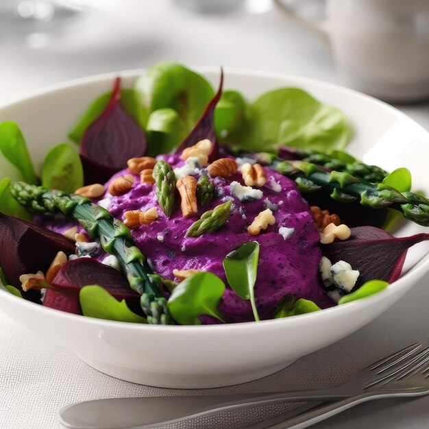 a bowl of purple food with a spoon and spoon