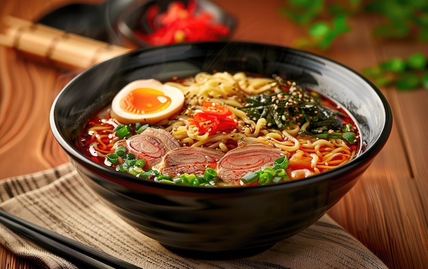 A bowl of Ramen on the Japan traditional background professional advertising food photo ai generated