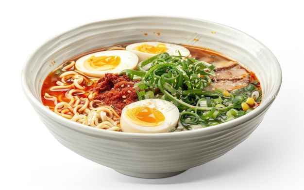 A bowl of Ramen on the white isolated background professional advertising food photo ai generated