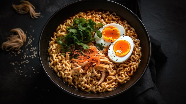 A bowl of ramen with a boiled egg on top