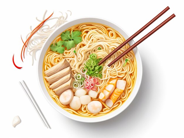 Photo a bowl of ramen with chopsticks and chopsticks