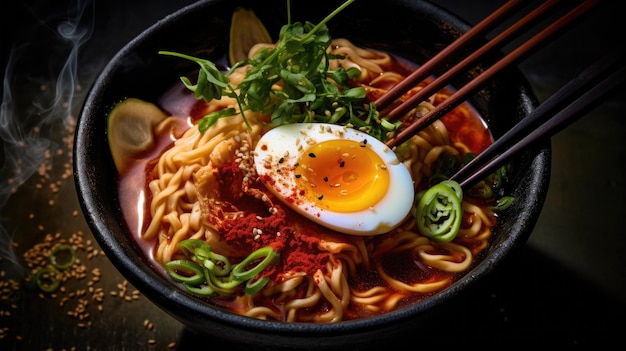 A bowl of ramen with a fried egg on top.