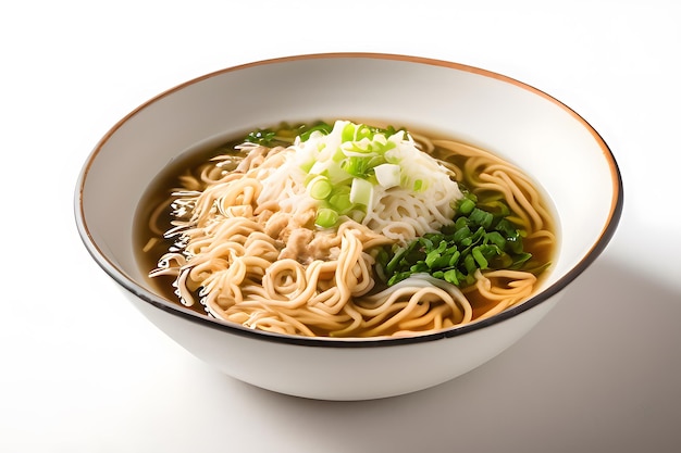 A bowl of ramen with green onions and scallions