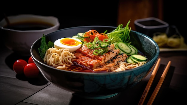 A bowl of ramen with a hard boiled egg on top