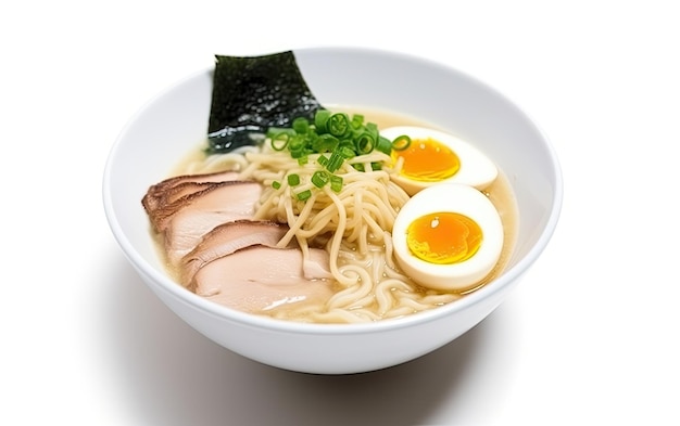 A bowl of ramen with a hard boiled egg on top.