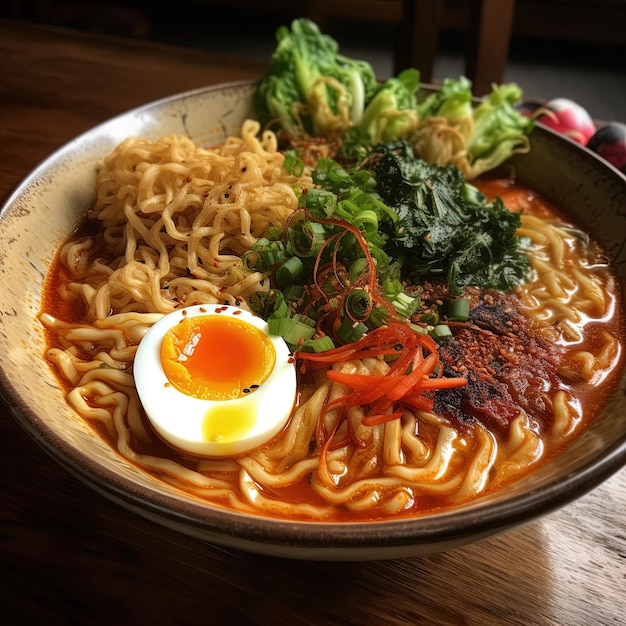 A bowl of ramen with a hard boiled egg on top.