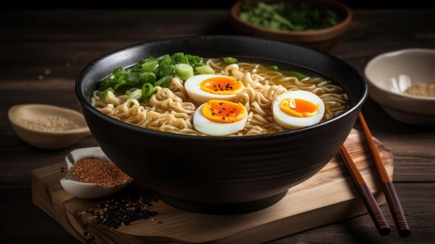 A bowl of ramen with a hard boiled egg on top