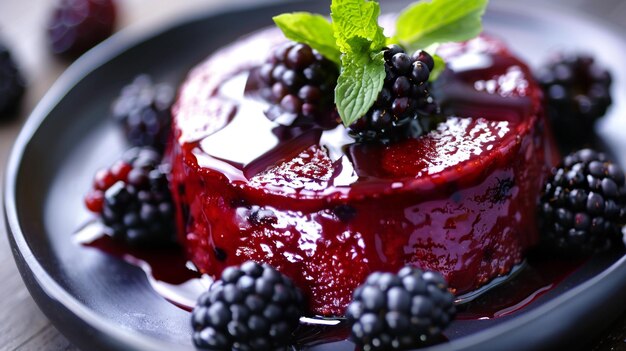 Photo a bowl of raspberries with a blackberry on top of it