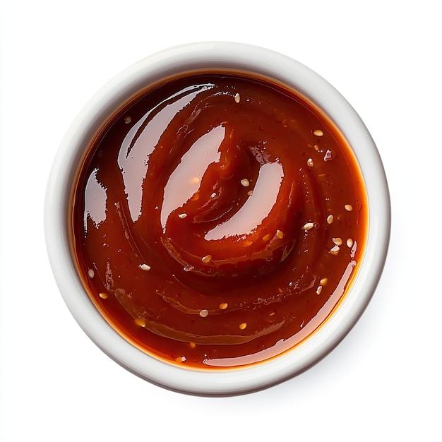 Photo a bowl of red sauce with white sesame seeds on top