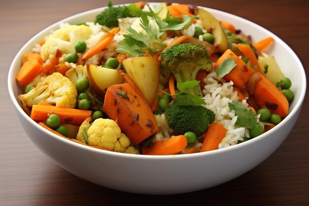 a bowl of rice vegetables and rice with a side of rice