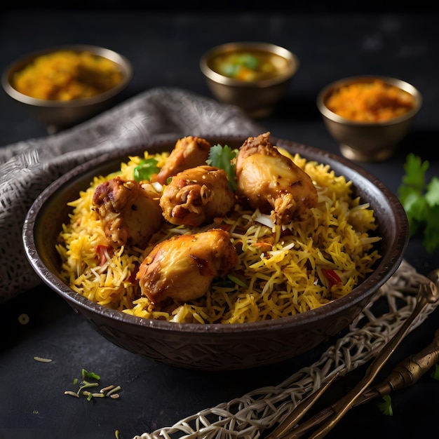 a bowl of rice with chicken and rice and rice