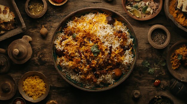 Photo a bowl of rice with rice and other dishes