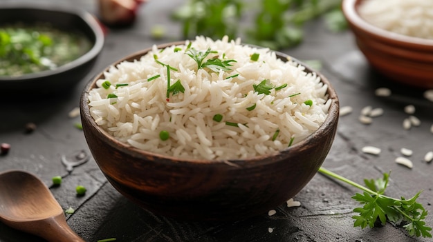 a bowl of rice with a spoon and a spoon of rice