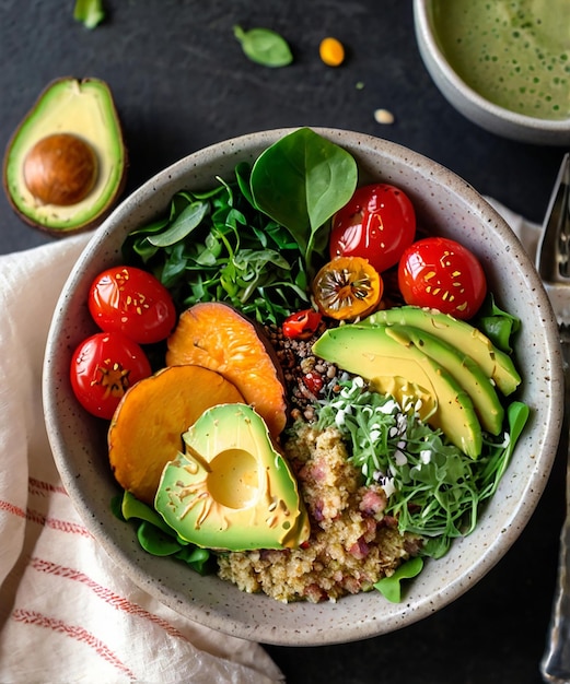 Photo a bowl of salad with avocado avocado avocado and avocado