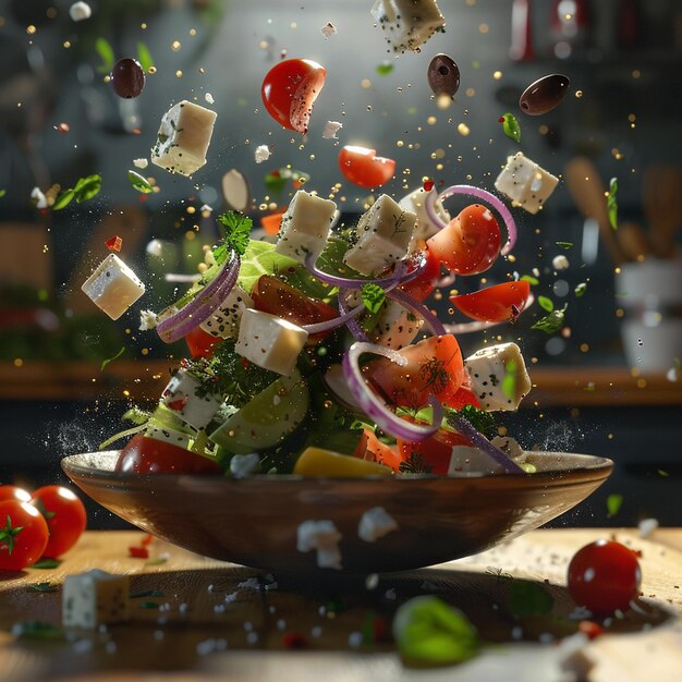 a bowl of salad with a bowl of salad and vegetables