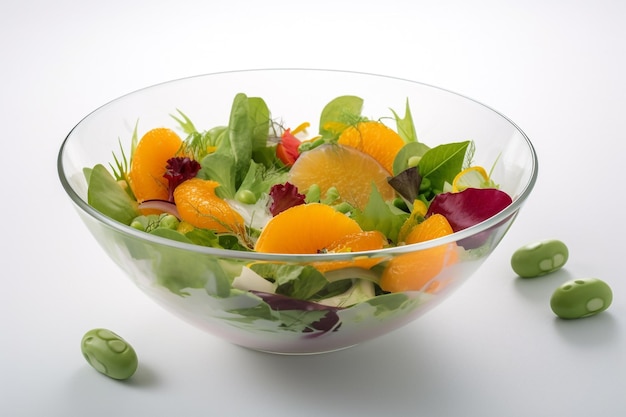 A bowl of salad with fruits and vegetables