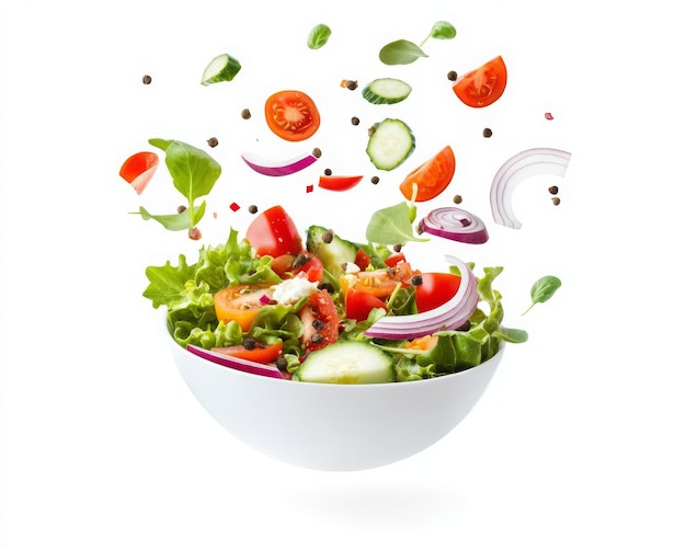 Photo a bowl of salad with tomatoes lettuce and tomatoes