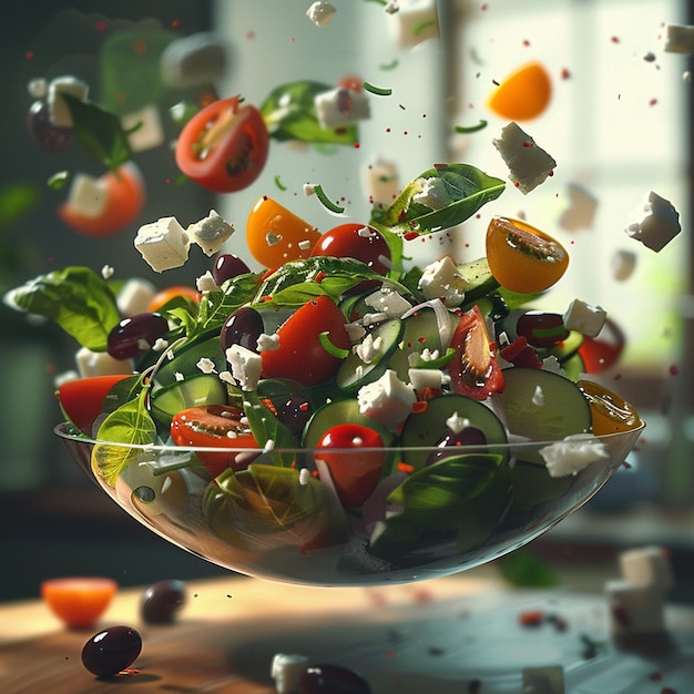 a bowl of salad with tomatoes tomatoes and basil