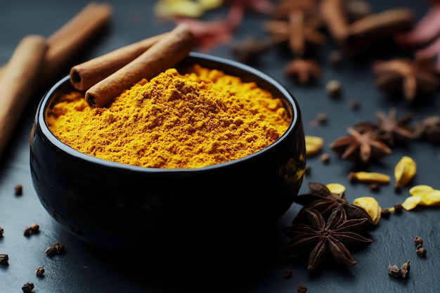 Photo a bowl of sauteed saffron is sitting on a table