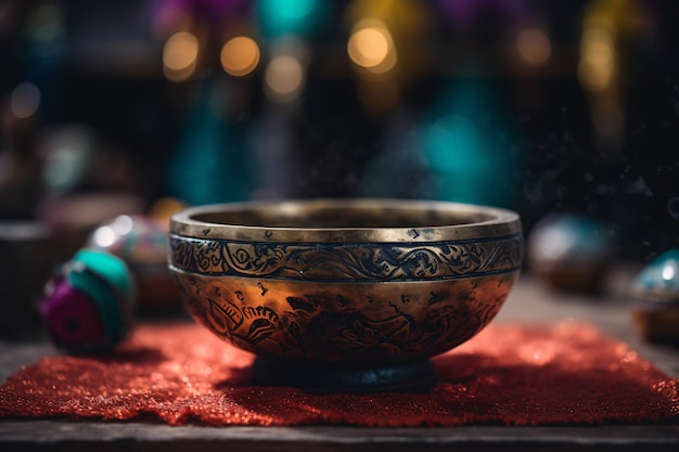 a bowl sitting on top of a table