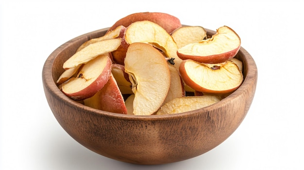 Bowl of Slices of Dried Apples on White Background