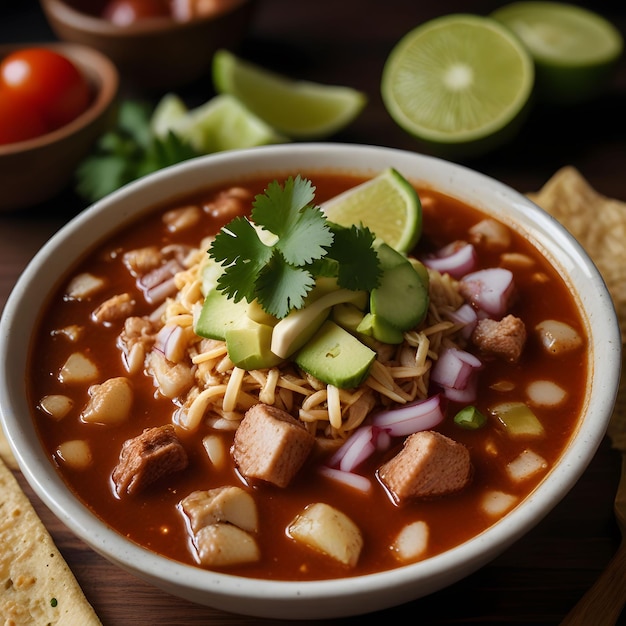 a bowl of soup with a bowl of soup with a cucumber on it