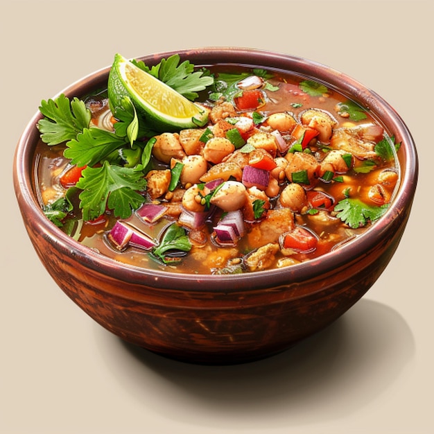 a bowl of soup with a variety of vegetables and beans