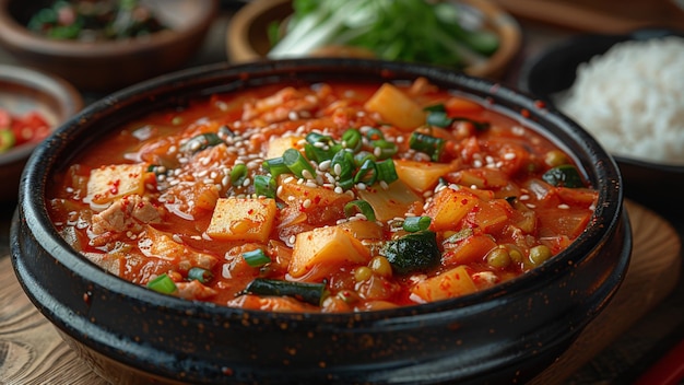 a bowl of soup with vegetables and spices