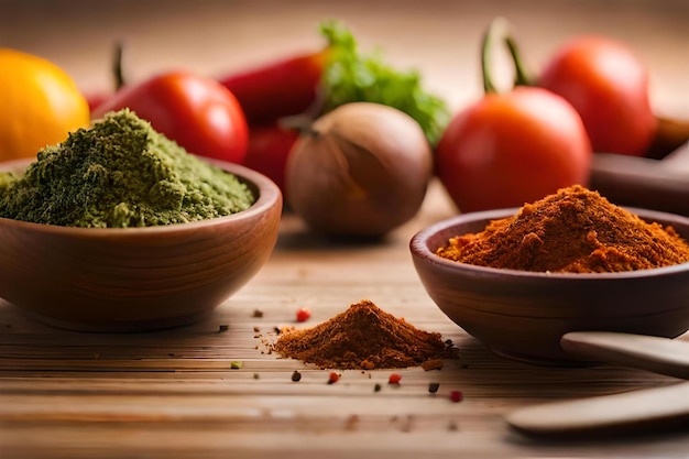 a bowl of spices with a few ingredients on a table