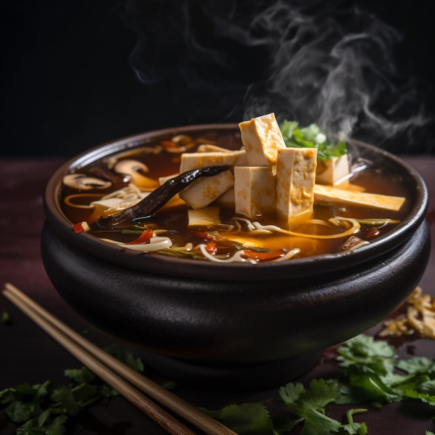 A bowl of tofu soup