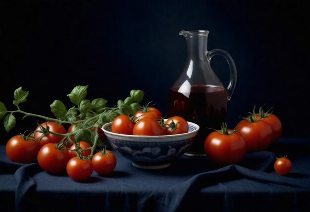 a bowl of tomatoes and a bowl of olive oil HD 8K wallpaper Stock Photographic Image