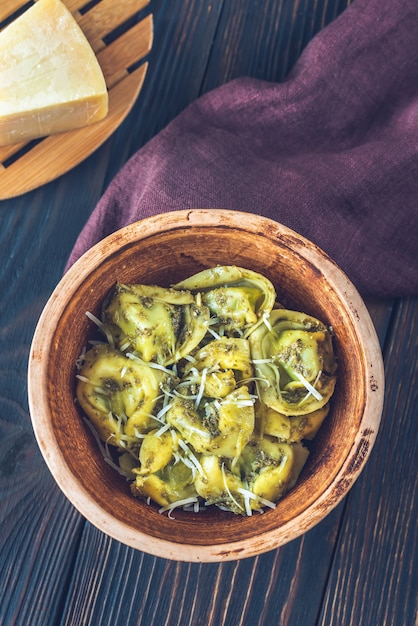 Bowl of tortelloni stuffed with ricotta