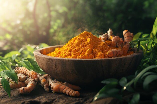 Photo a bowl of turmeric and carrots with a bowl of carrots