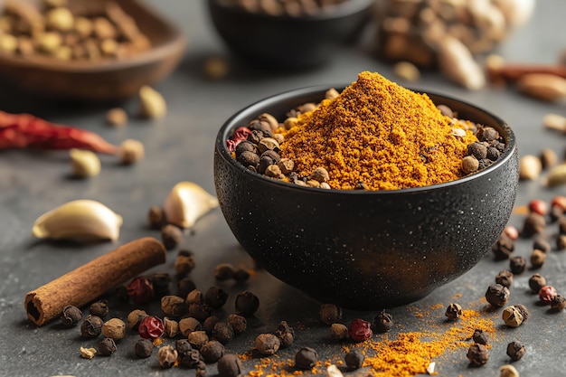 a bowl of turmeric is filled with spices and spices