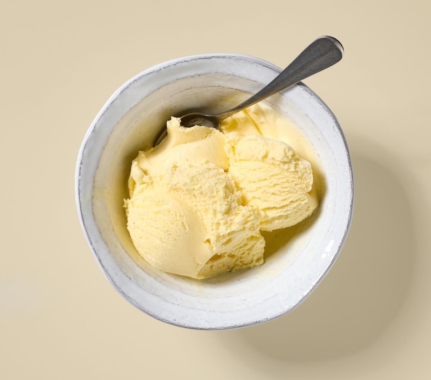 bowl of vanilla ice cream