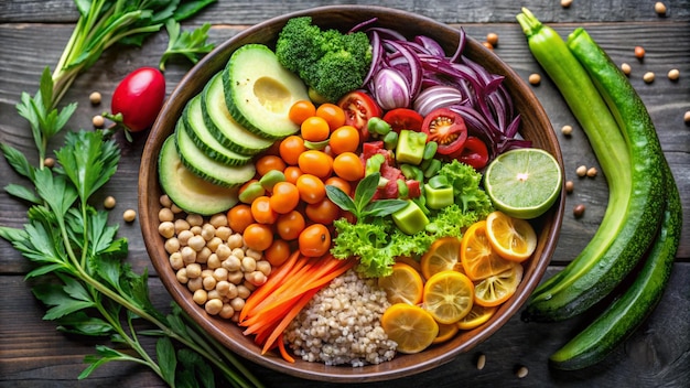 Photo a bowl of vegetables including avocado avocado avocado and avocado