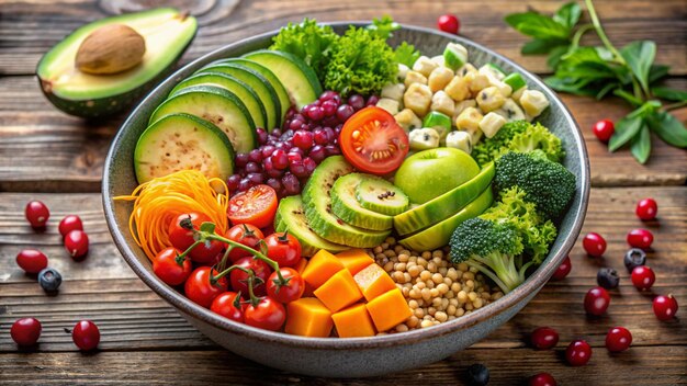 a bowl of vegetables including broccoli corn and beans