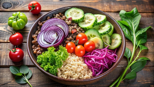 a bowl of vegetables including tomatoes lettuce and tomatoes