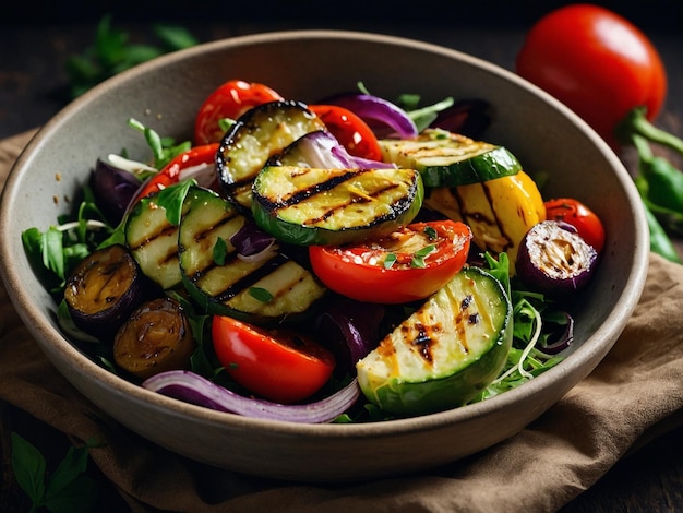 a bowl of vegetables including zucchini radish and tomatoes