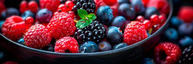 bowl of vibrant berries showcasing the assorted colors and textures of the fresh fruit Generative AI