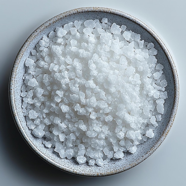 Photo a bowl of white rice with a pile of white powder