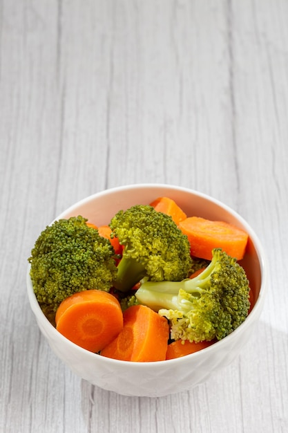 Bowl with broccoli and carrot salad