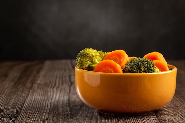 Bowl with broccoli and carrot salad