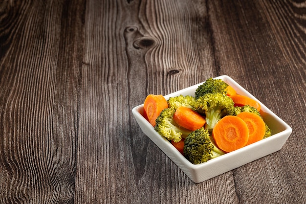 Bowl with broccoli and carrot salad