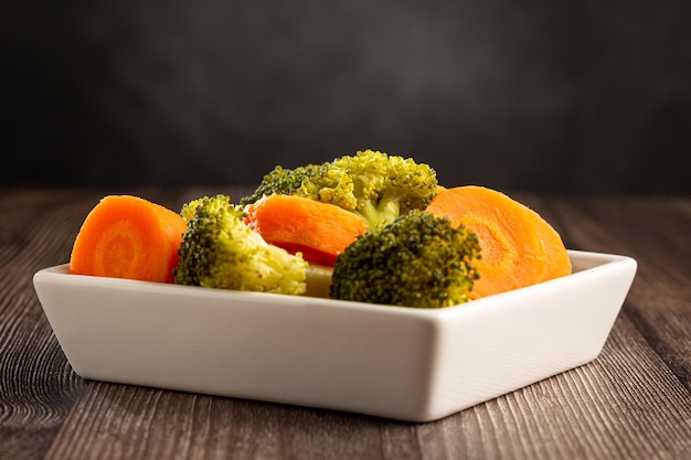 Bowl with broccoli and carrot salad