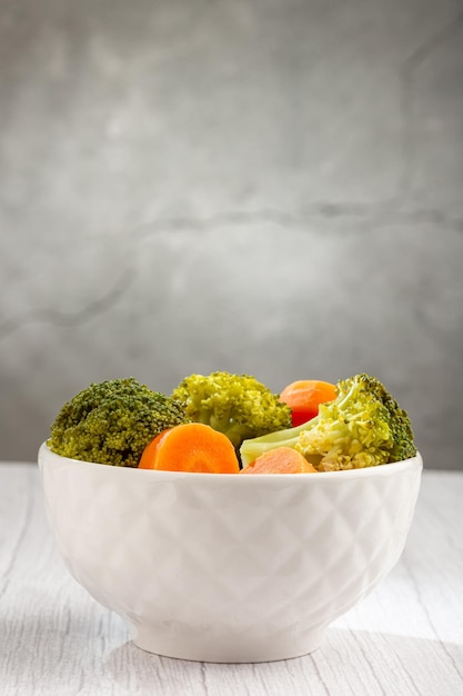 Bowl with broccoli and carrot salad