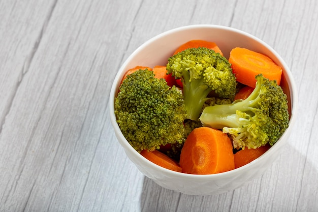 Bowl with broccoli and carrot salad