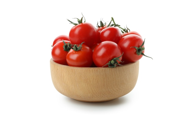 Bowl with cherry tomato isolated on white background