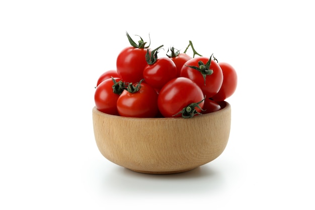 Bowl with cherry tomato isolated on white